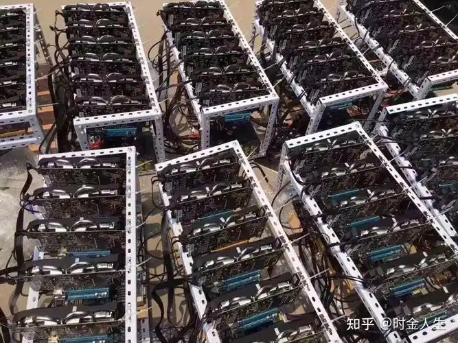 A close-up of a Dogecoin mining rig.